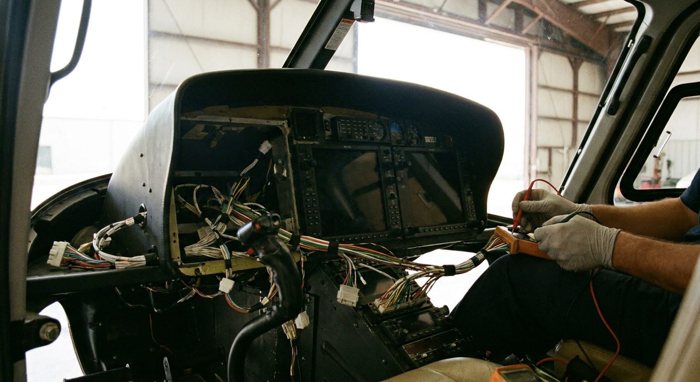 Helicopter avionics and cockpit wiring work